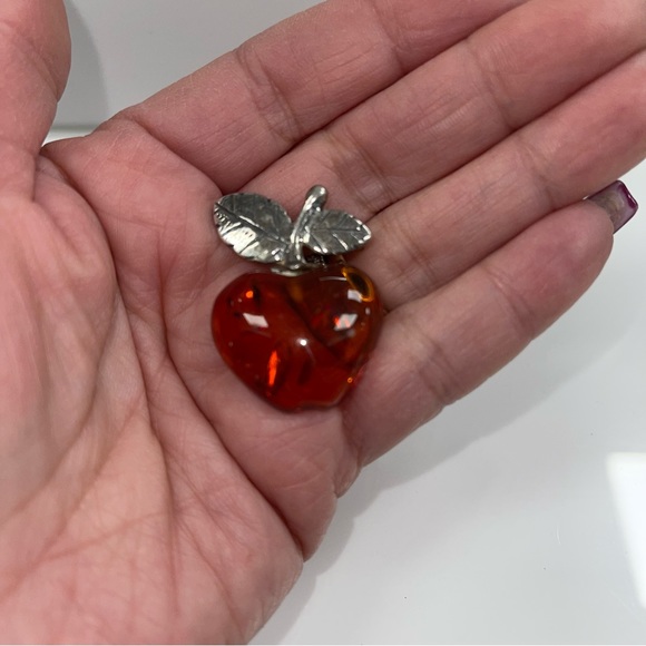 Vintage | Sterling Silver &  Real Amber Brooch Pin - Picture 3 of 5